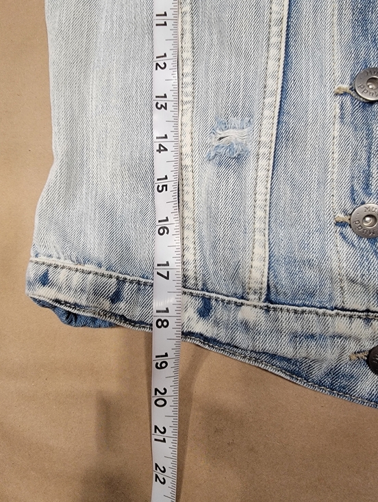 Mudd Size S Denim Distressed Blue Jean Vest, Boho, Button Front - Picture 9 of 10